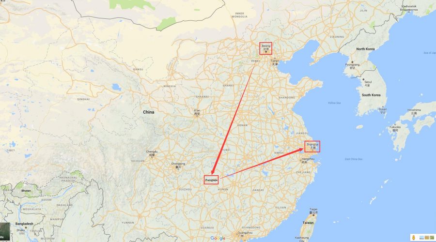 map-china-nature-tour-beijing-zhangjiajie-shanghai