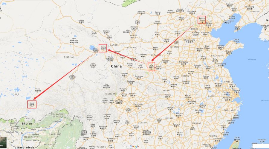 map-china-tour-for-culture-and-tibet-adventure